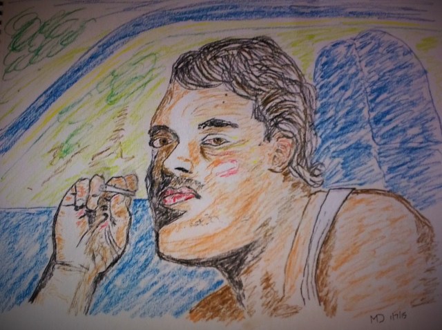 Darin Fowler, on the road. (Monte Dutton sketch)